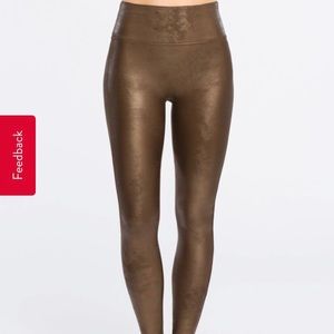 SPANX Faux Leather Bronze Leggings